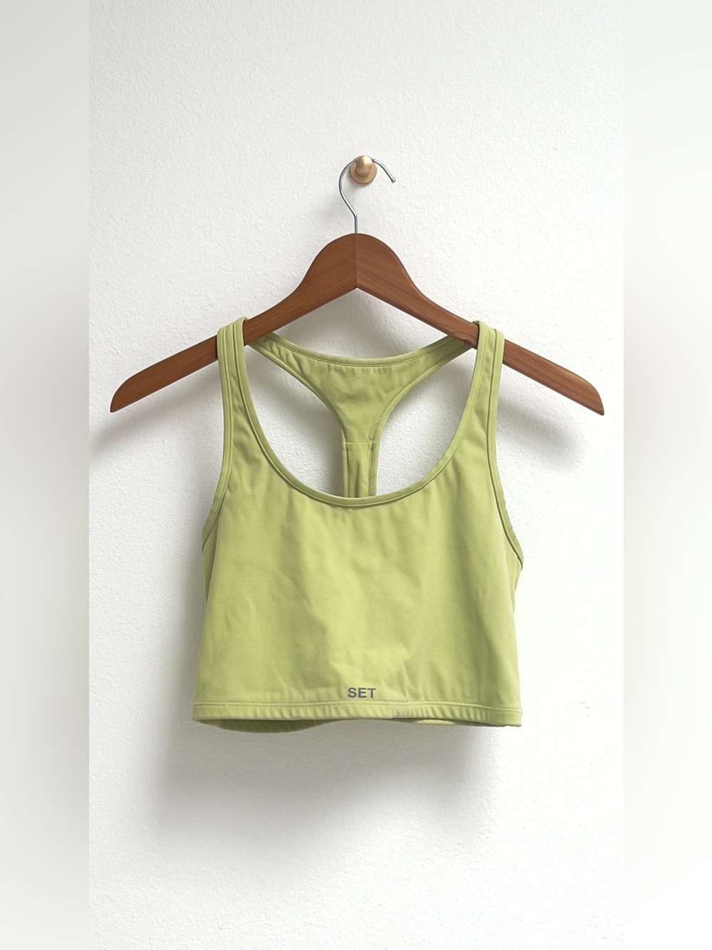 Set Active, Sportbody Lime Green Racerback Sports Bra Crop Top, Medium